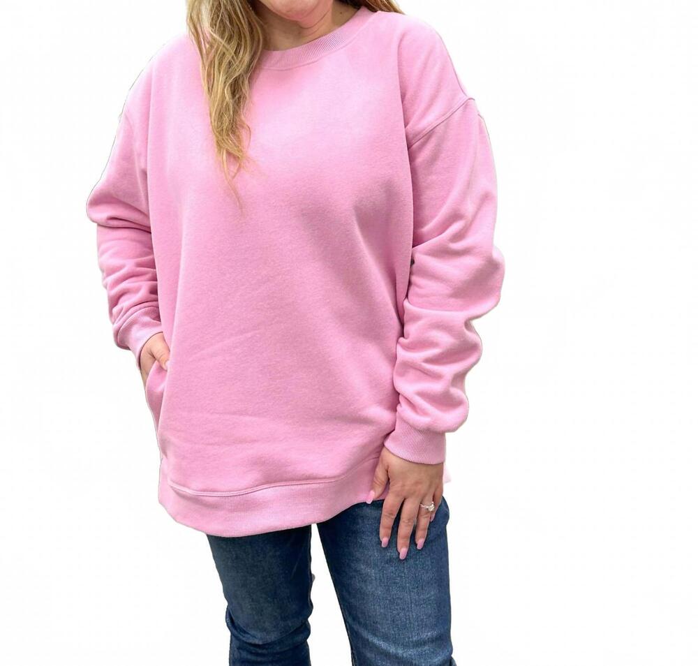 NEW YELETE shelby oversized fleece sweatshirt in pink